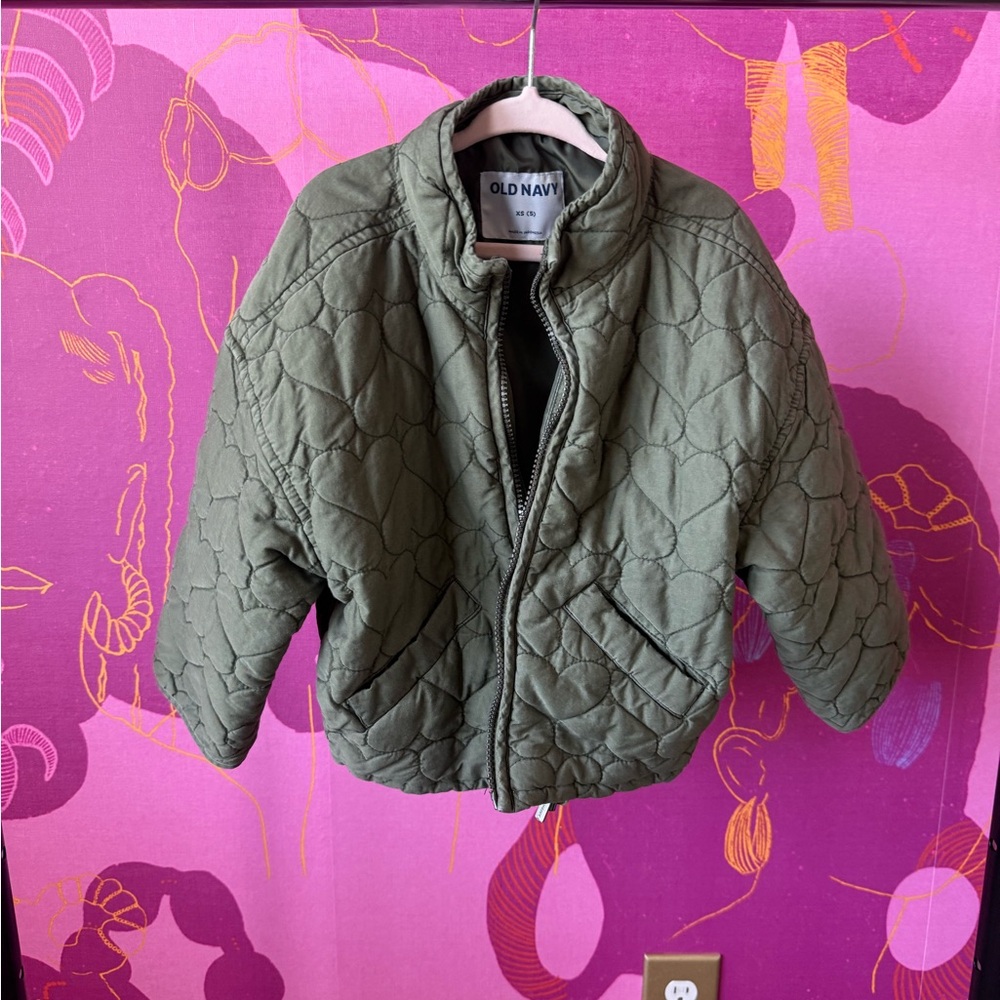Old Navy Kids Olive Quilted Puffer Jacket